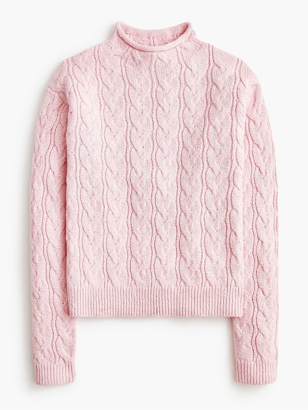 NWOT J.Crew Factory Cable-Knit Mockneck Sweater in Lovely Pink Size S